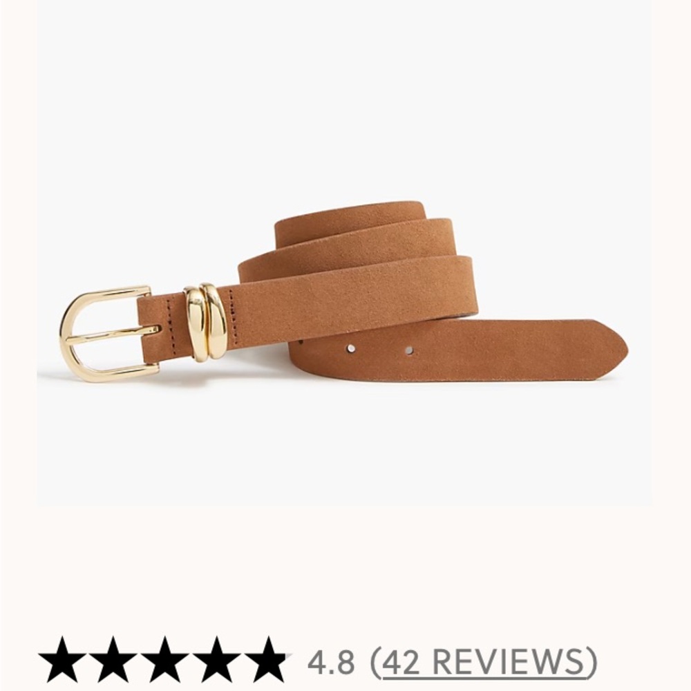 J. Crew Factory Organic Suede Brown Belt with Gold Buckle